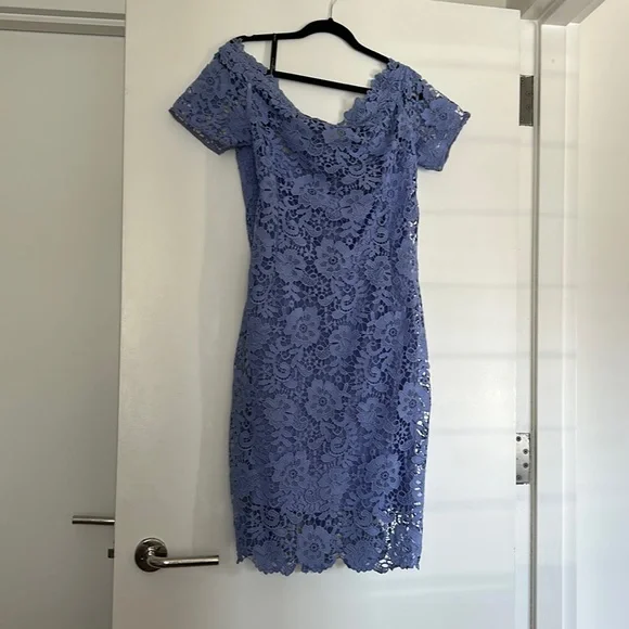 Paperdolls Dresses | Paper Dolls Off The Shoulder Lace Midi Dress | Color: Blue | Size: 14 | Rsobies's Closet